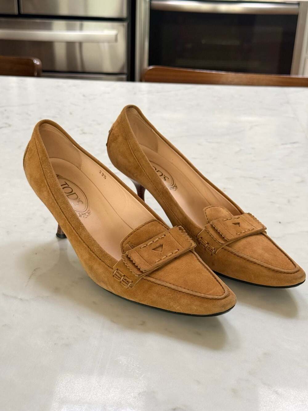 TOD’S Suede Kitten Heel Loafer Pumps Italy EU 39.5 US 9.5